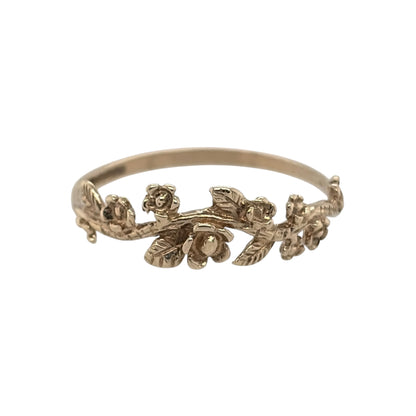 9ct Gold Flower Leaf Band Ring