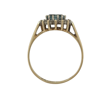 9ct Gold Blue Topaz & Cubic Zirconia Cluster Ring