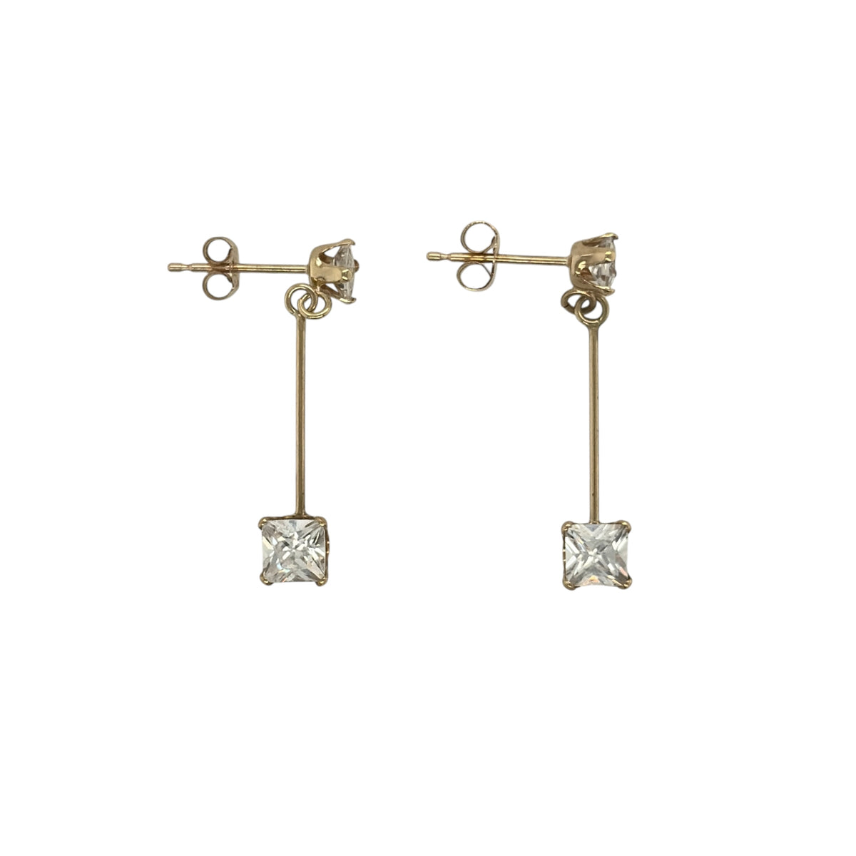 9ct Gold & Cubic Zirconia Drop Earrings