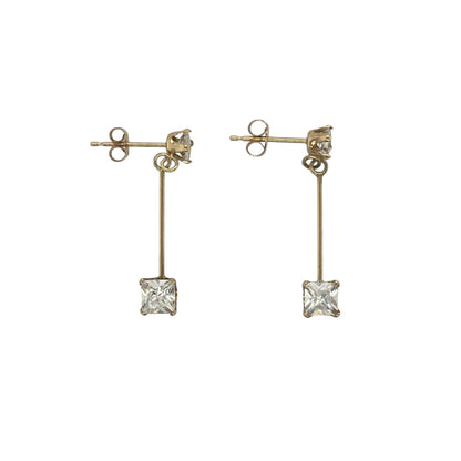 9ct Gold & Cubic Zirconia Drop Earrings