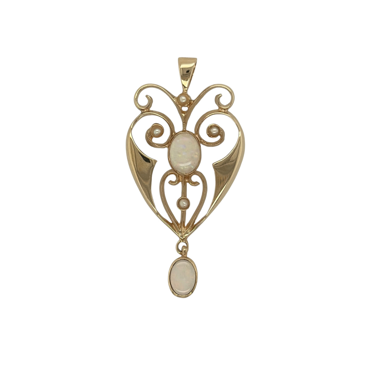 9ct Gold Opalique & Pearl Fancy Pendant