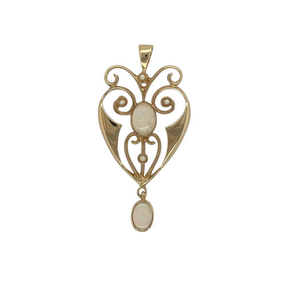 9ct Gold Opalique & Pearl Fancy Pendant