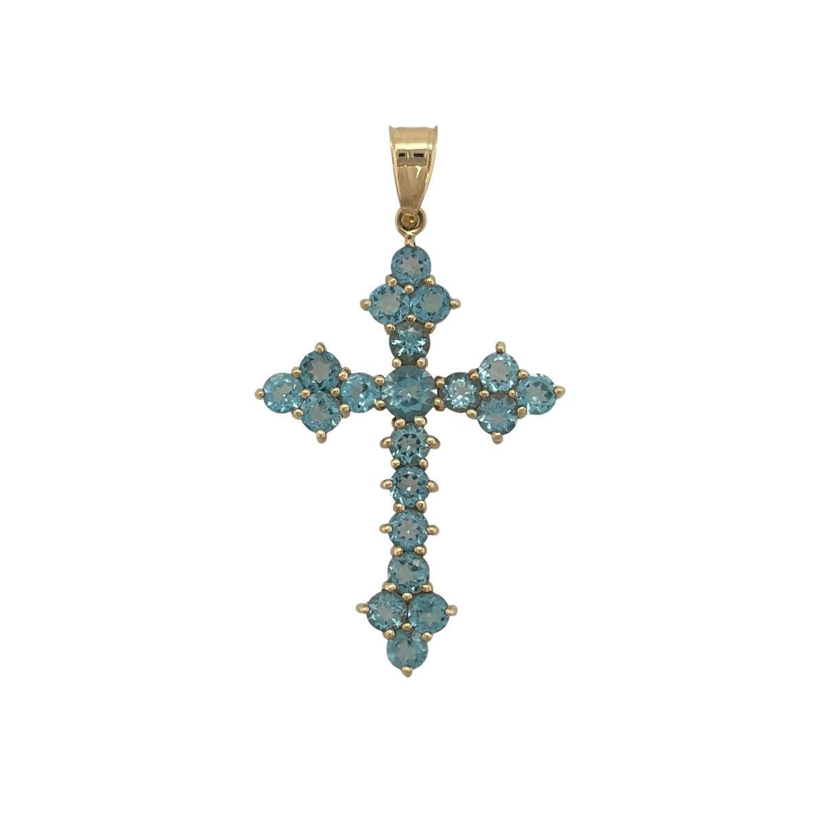 9ct Gold & Blue Stone Set Cross Pendant