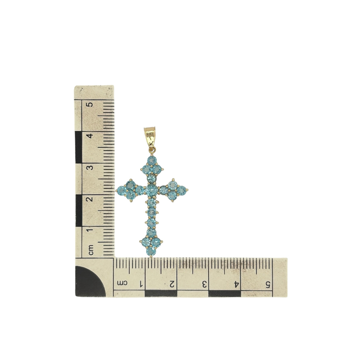 9ct Gold & Blue Stone Set Cross Pendant