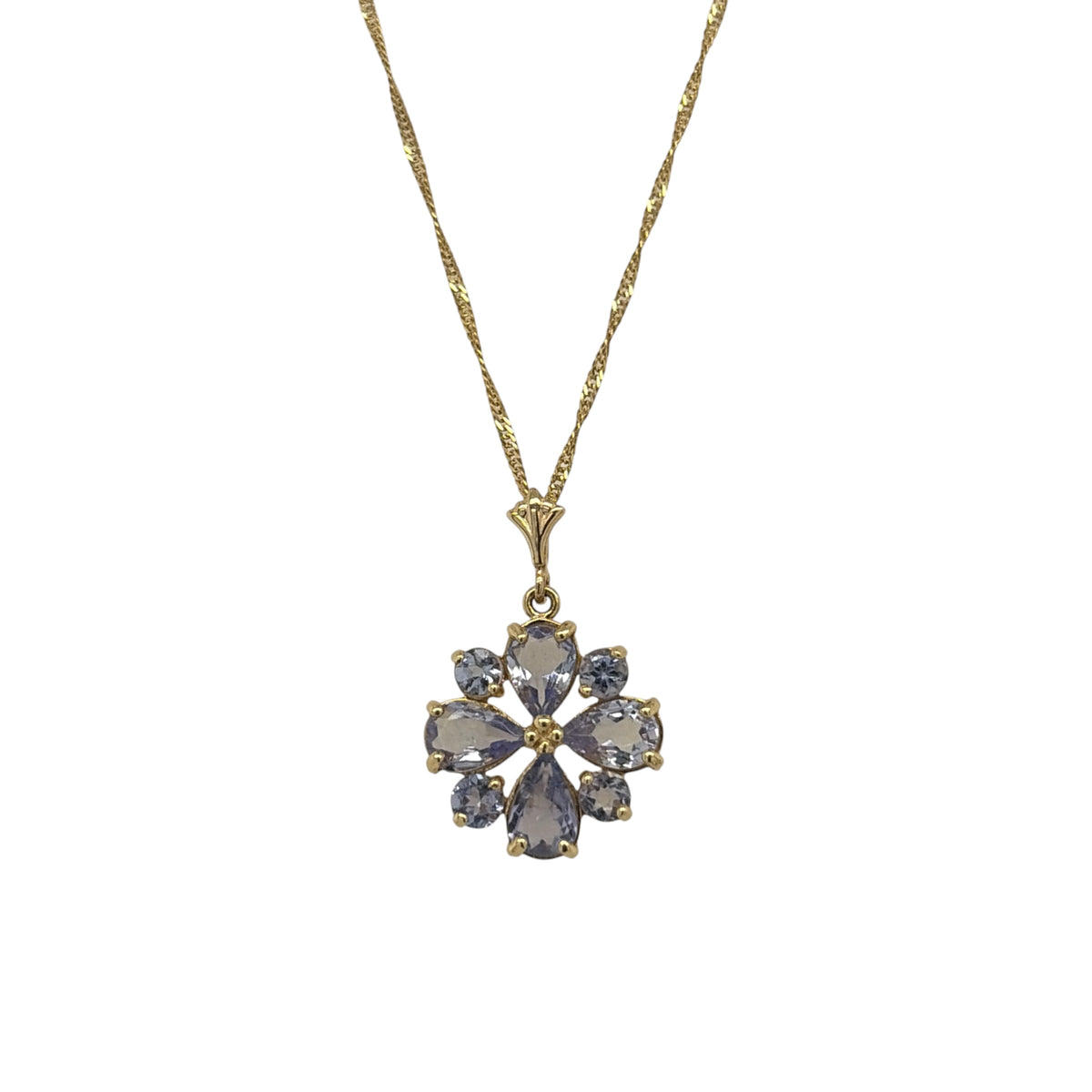 14ct Gold & Tanzanite Flower 20" Necklace