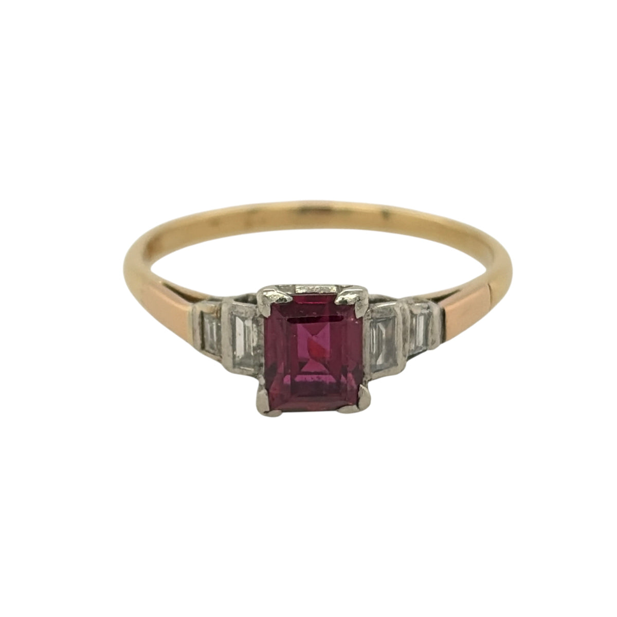 18ct Gold Diamond & Ruby Vintage Style Ring