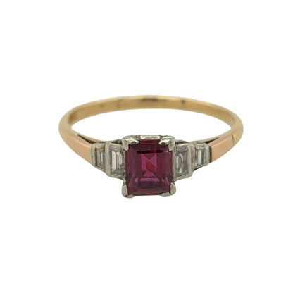18ct Gold Diamond & Ruby Vintage Style Ring