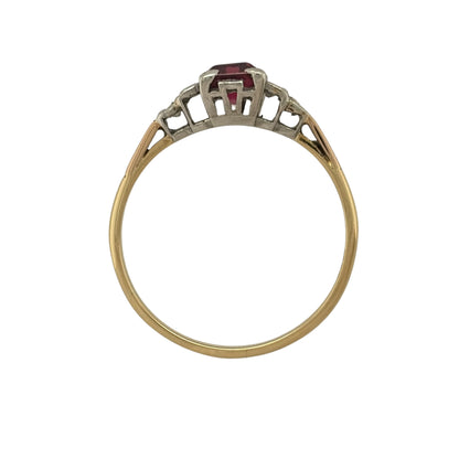 18ct Gold Diamond & Ruby Vintage Style Ring