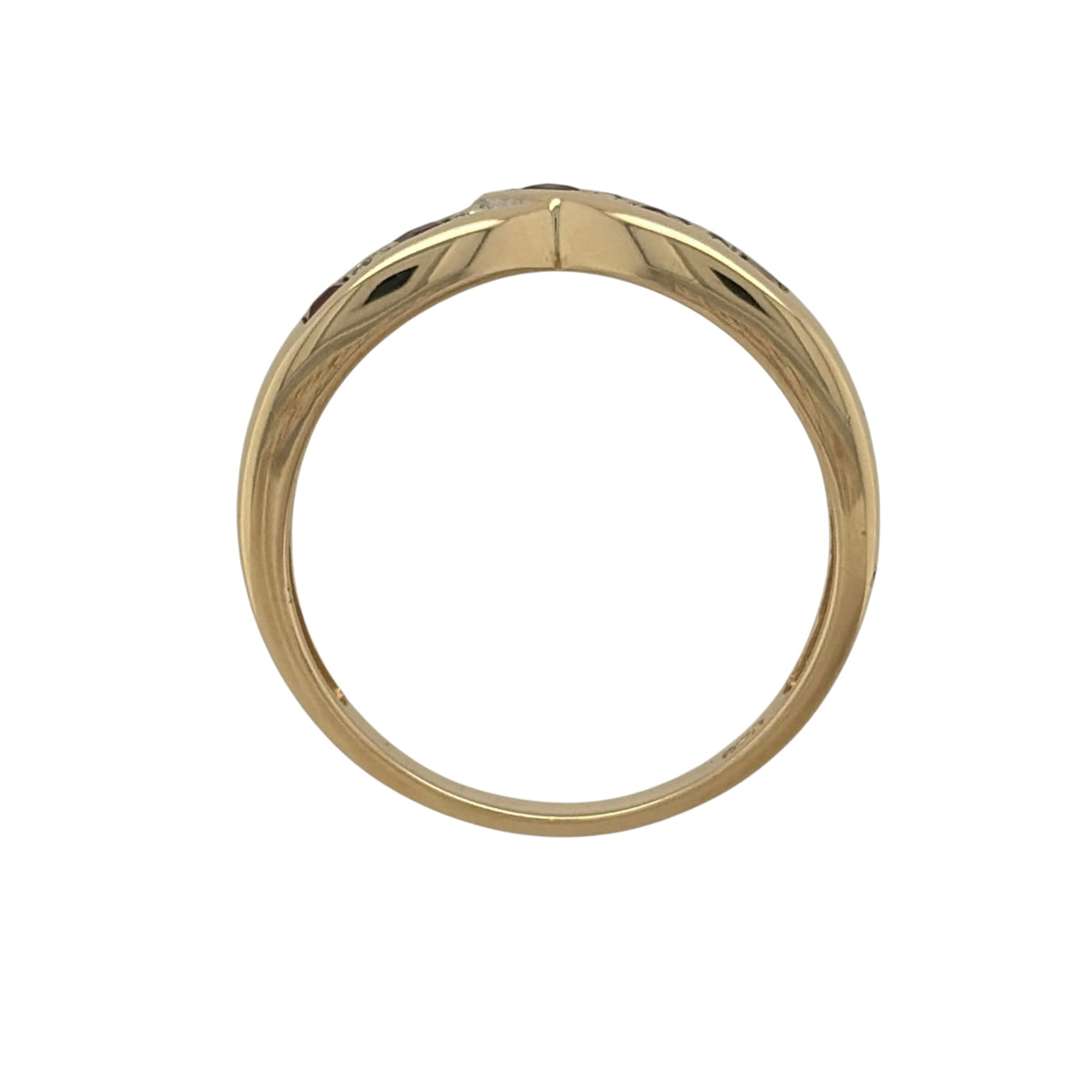 9ct Gold Diamond & Ruby Wishbone Ring