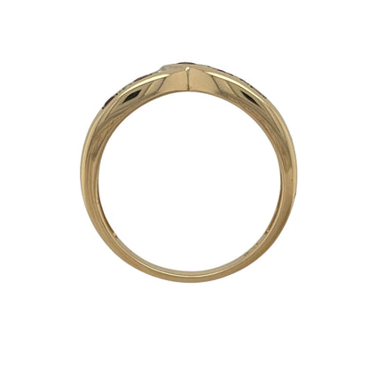 9ct Gold Diamond & Ruby Wishbone Ring