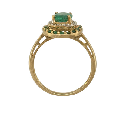 9ct Gold Diamond & Emerald Halo Cluster Ring
