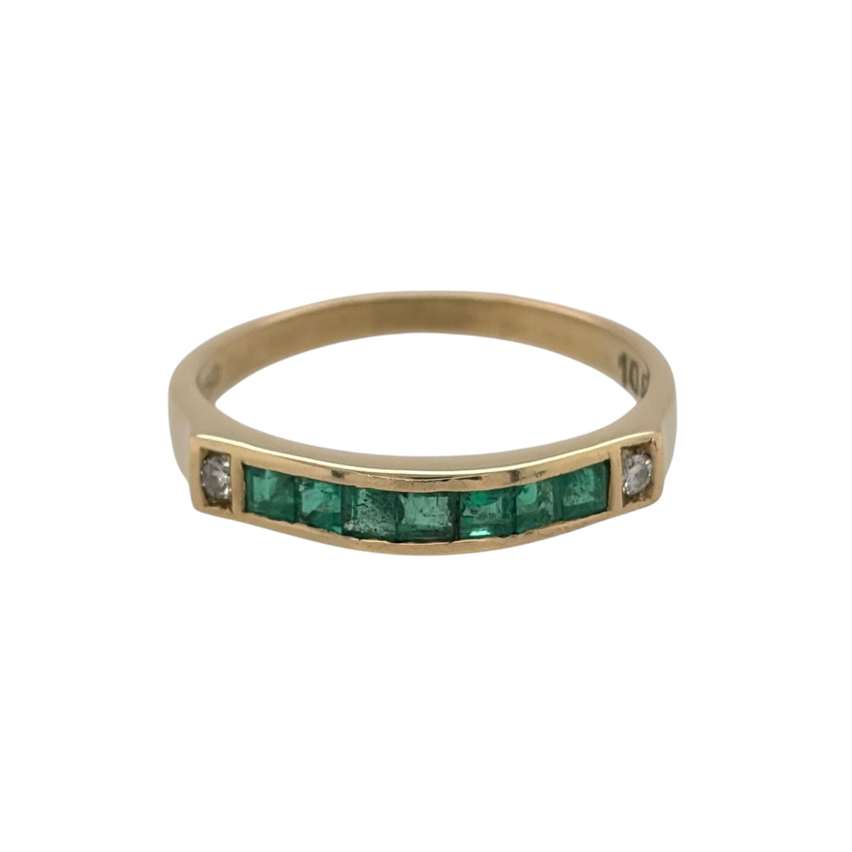 18ct Gold Diamond & Emerald Band Ring