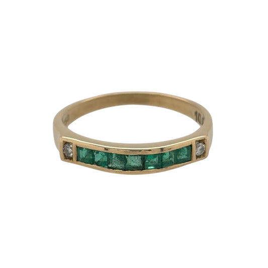 18ct Gold Diamond & Emerald Band Ring