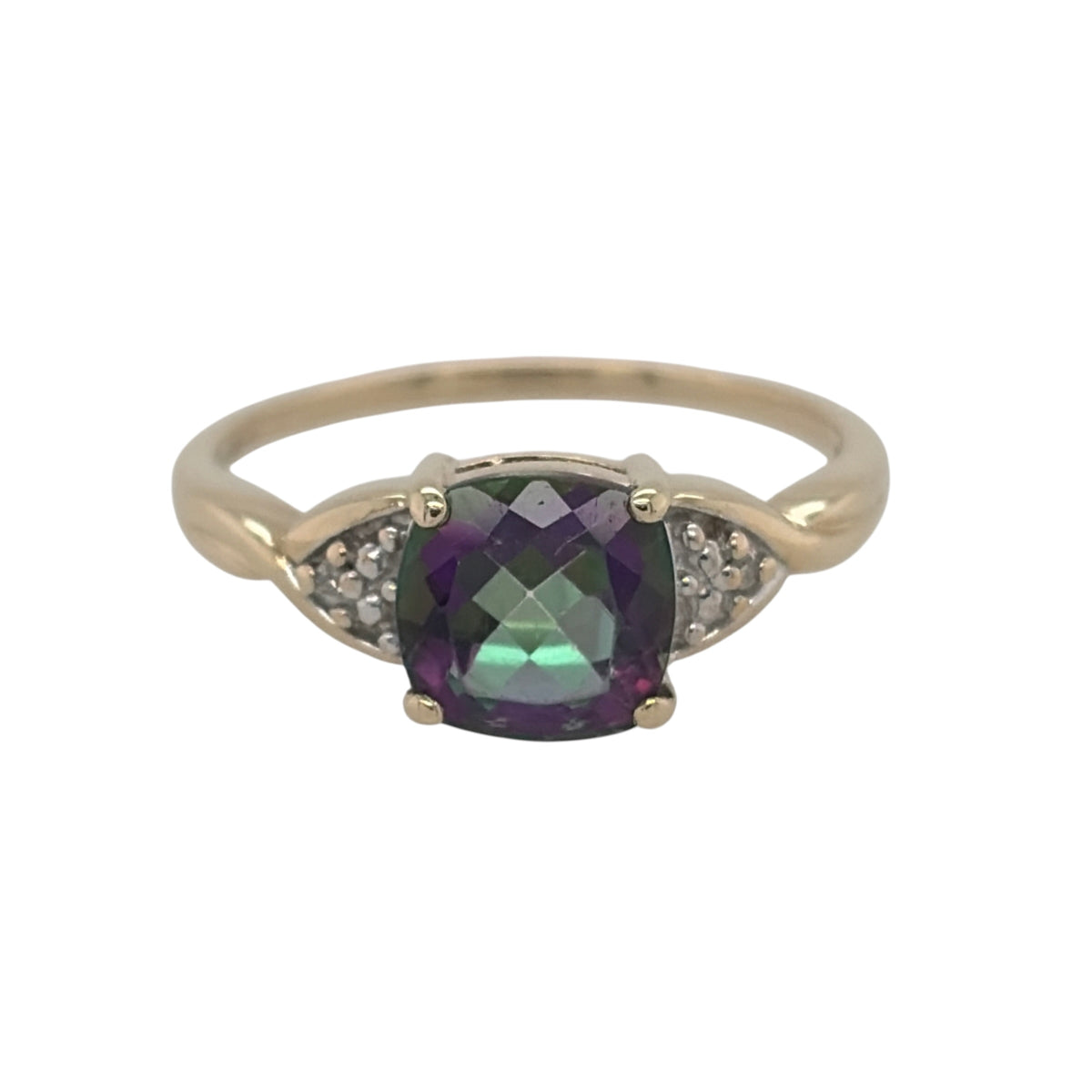 9ct Gold Diamond & Mystic Topaz Ring