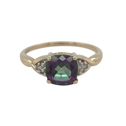9ct Gold Diamond & Mystic Topaz Ring