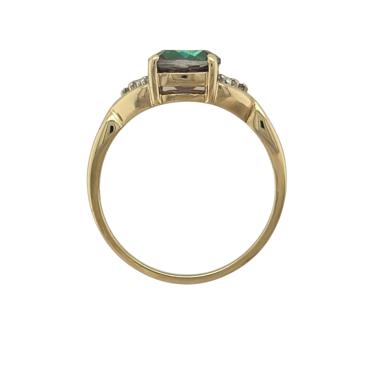 9ct Gold Diamond & Mystic Topaz Ring