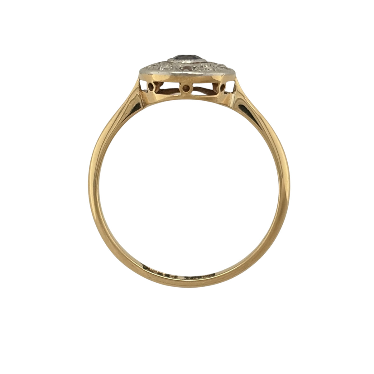 18ct Gold Diamond & Platinum Sapphire Art Deco Cluster Ring