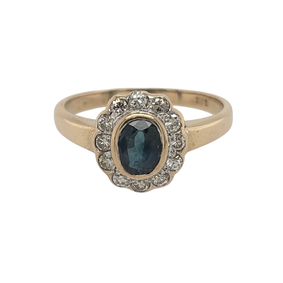 9ct Gold Diamond & Sapphire Cluster Ring
