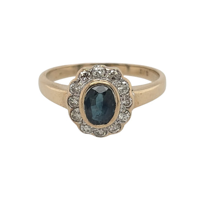 9ct Gold Diamond & Sapphire Cluster Ring