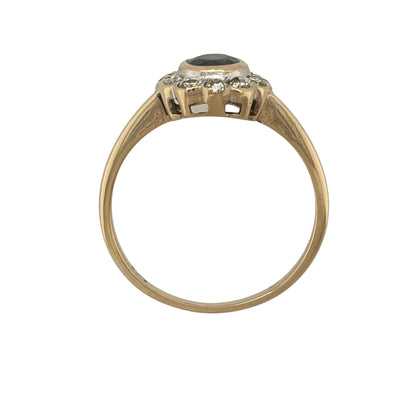 9ct Gold Diamond & Sapphire Cluster Ring