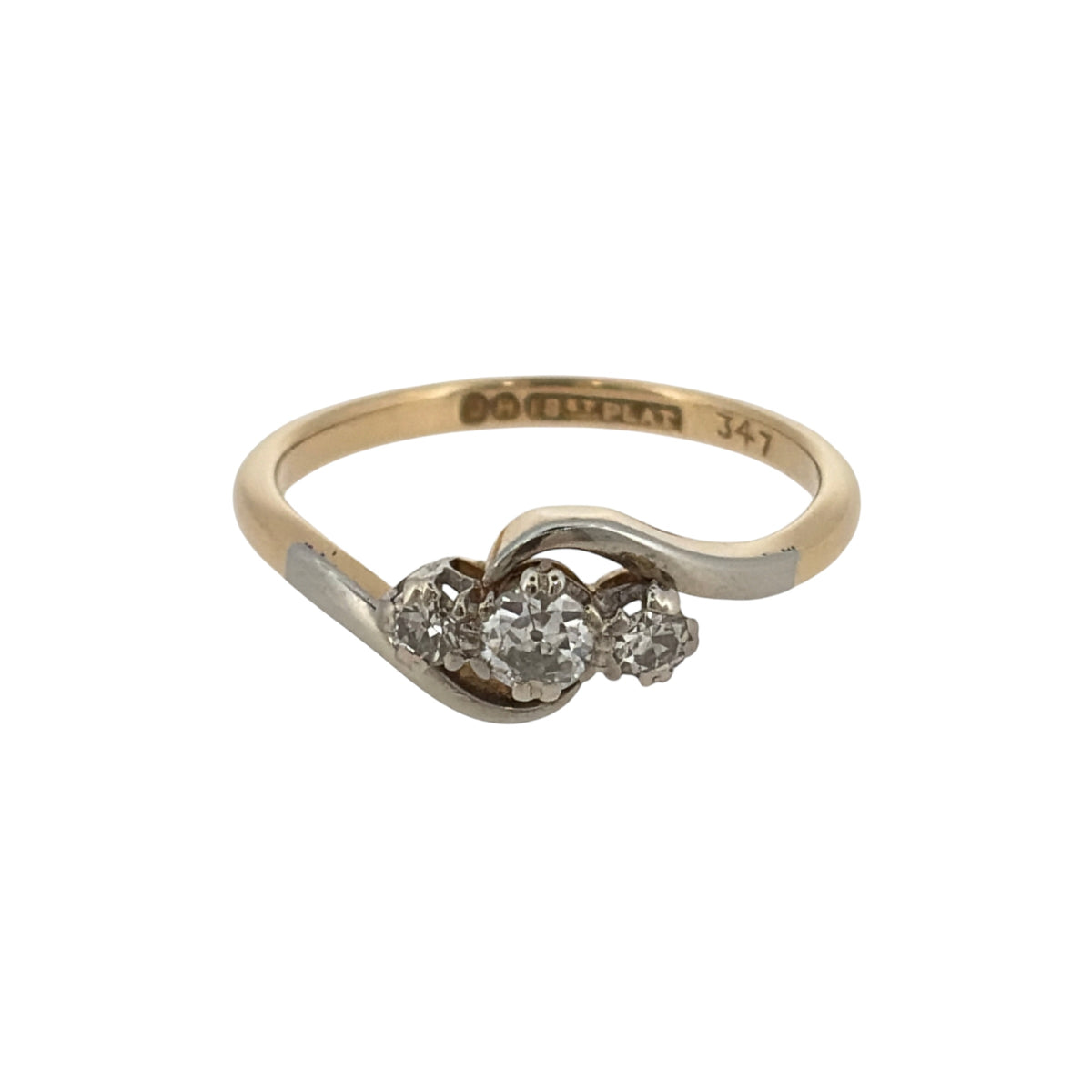 18ct Gold & Platinum Trilogy Twist Ring