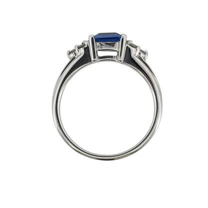 9ct White Gold Diamond & Sapphire Ring