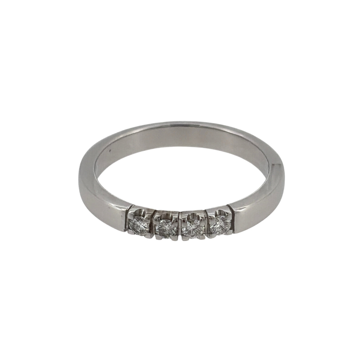 14ct White Gold & Diamond Four Stone Band Ring