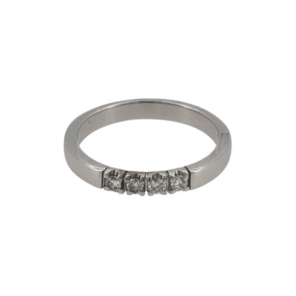 14ct White Gold & Diamond Four Stone Band Ring