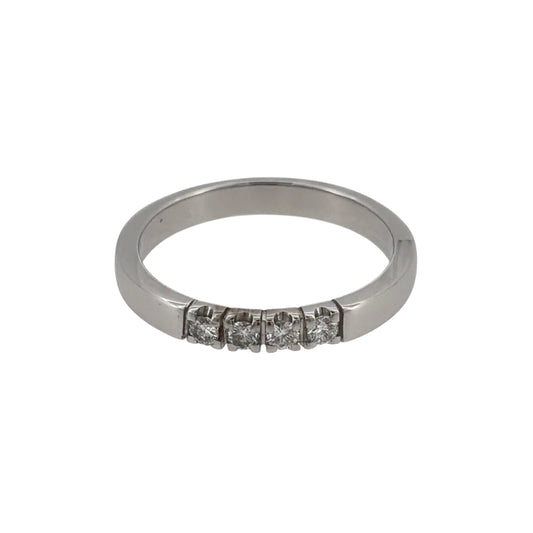 14ct White Gold & Diamond Four Stone Band Ring