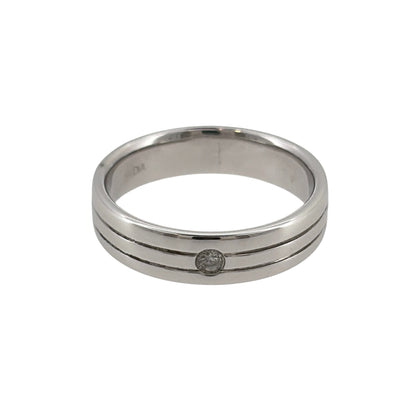 9ct White Gold & Diamond Band Ring