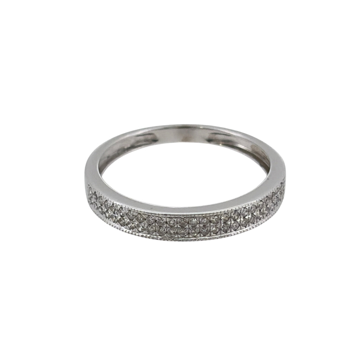 9ct White Gold & Diamond Band Ring