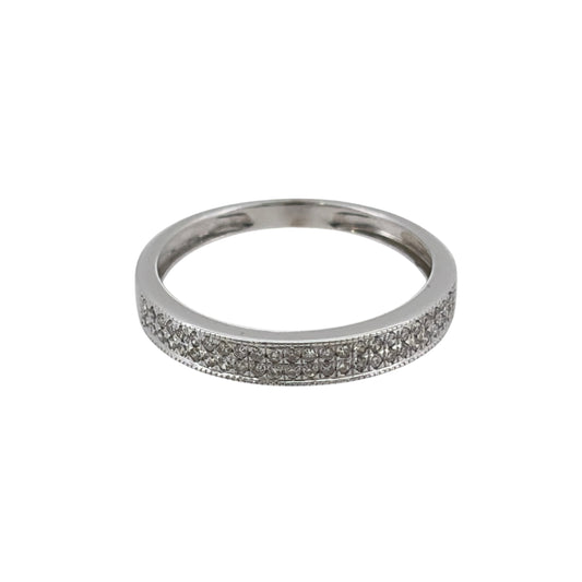 9ct White Gold & Diamond Band Ring