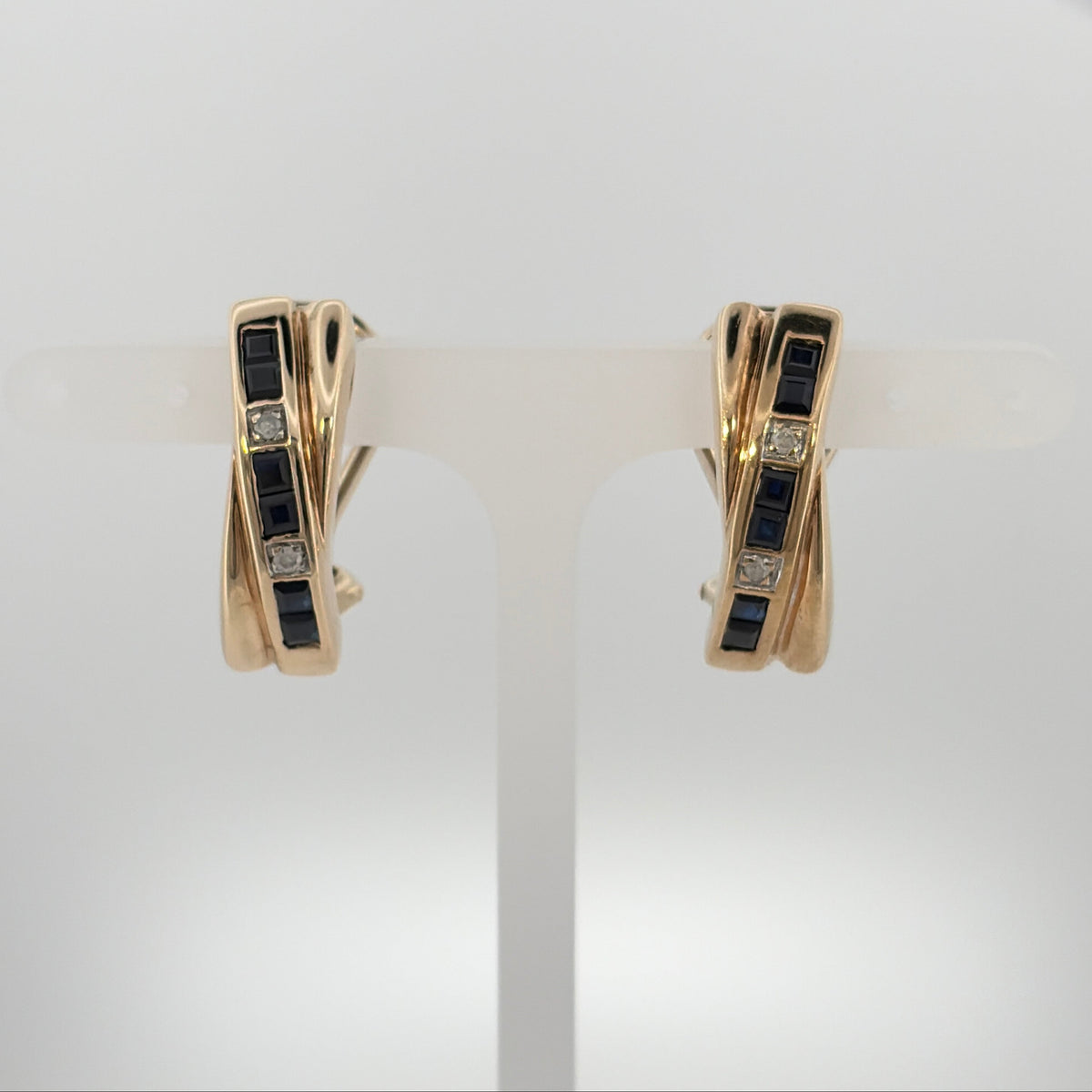 9ct Gold Diamond & Sapphire Earrings