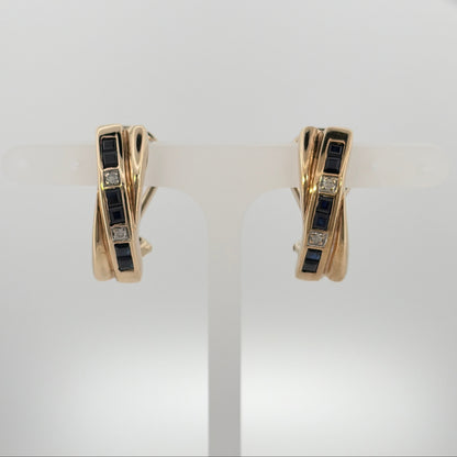 9ct Gold Diamond & Sapphire Earrings