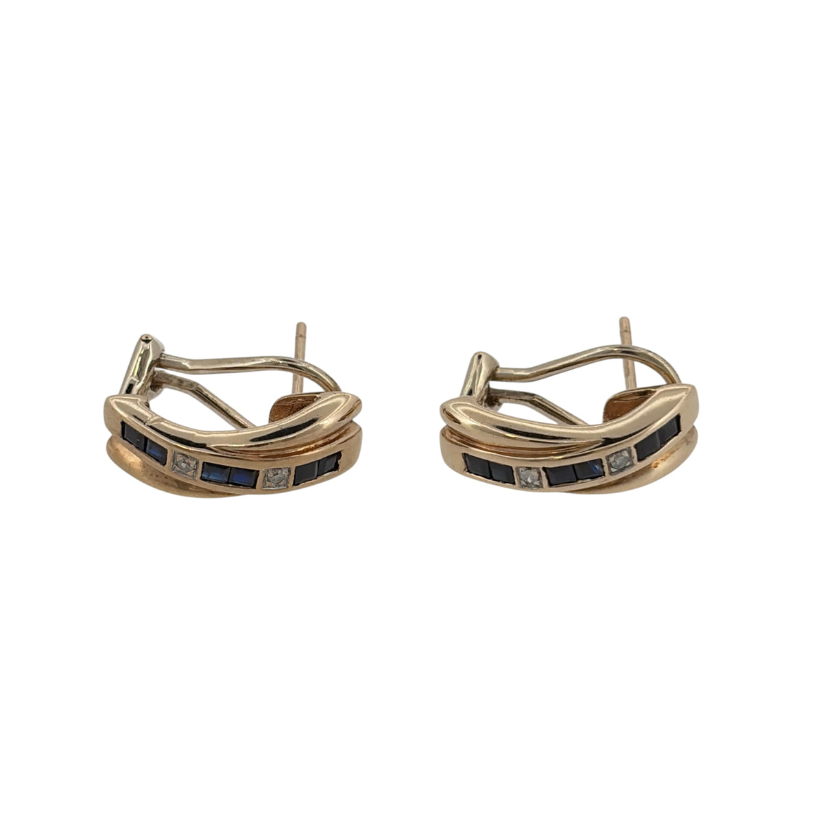 9ct Gold Diamond & Sapphire Earrings