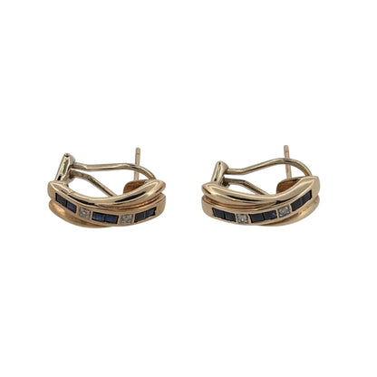 9ct Gold Diamond & Sapphire Earrings