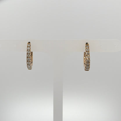 9ct Gold & Diamond Oval Huggie Earrings