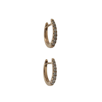 9ct Gold & Diamond Oval Huggie Earrings