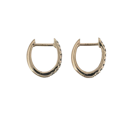 This pre-owned 9ct yellow gold diamond oval huggie earrings are a classic design, featuring diamond detailing within a compact oval profile.

Design: Featuring an oval huggie design, these earrings have a close-fitting profile finished in warm 9ct yellow gold with diamond detailing.
Material: Made from 9-carat yellow gold.
Gemstone Detail: Set with diamonds across the oval huggie design.
Earring Detail: Each earring measures approximately 12mm long.
Size & Weight: Total weight 1.40 grams.