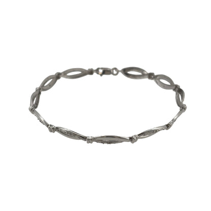 9ct White Gold & Diamond Link 7.5" Bracelet