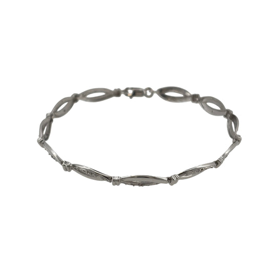 9ct White Gold & Diamond Link 7.5" Bracelet