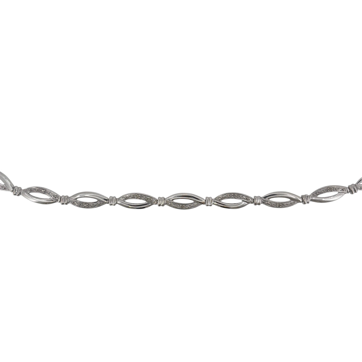9ct White Gold & Diamond Link 7.5" Bracelet