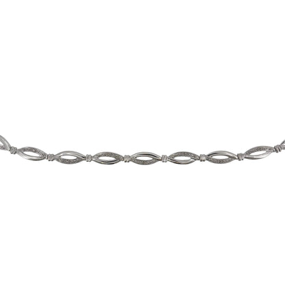 9ct White Gold & Diamond Link 7.5" Bracelet