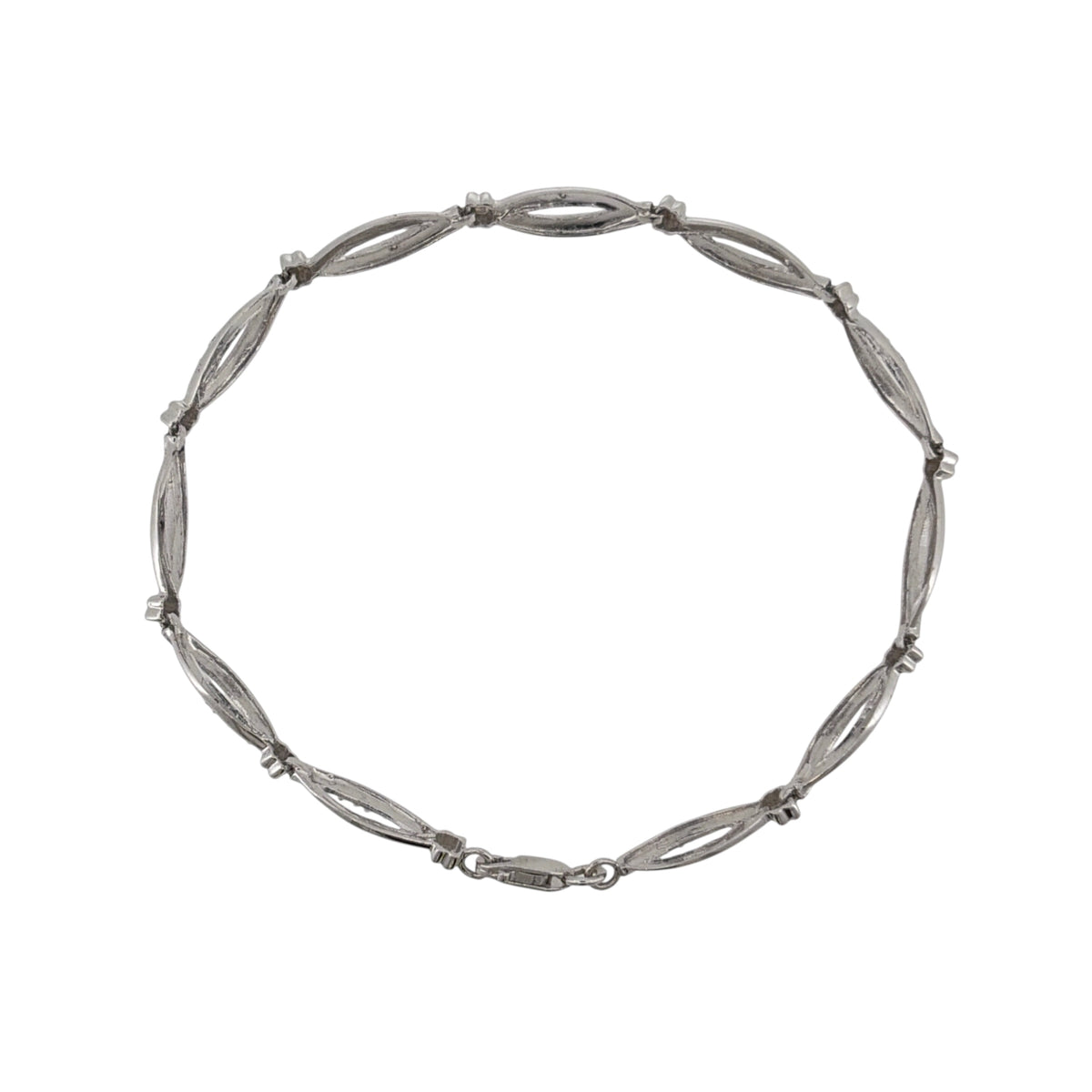 9ct White Gold & Diamond Link 7.5" Bracelet