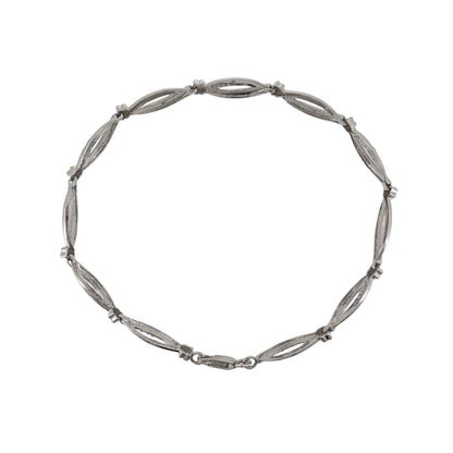 9ct White Gold & Diamond Link 7.5" Bracelet