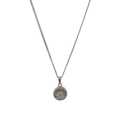 9ct White Gold & Diamond Cluster 18" Necklace