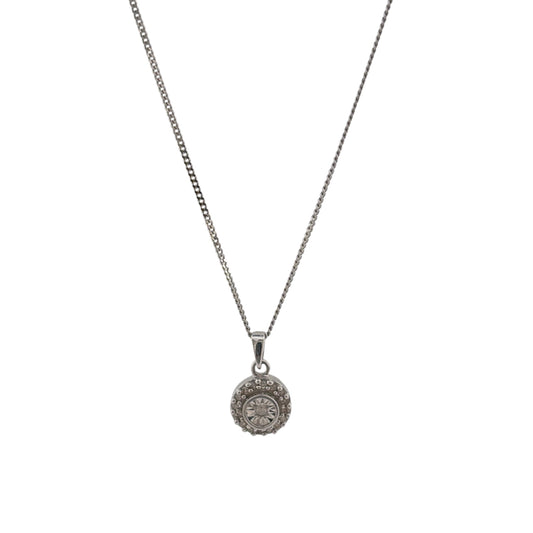 9ct White Gold & Diamond Cluster 18" Necklace