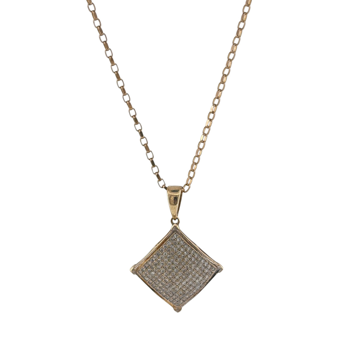 9ct Gold & Diamond Square Cluster 18" Necklace