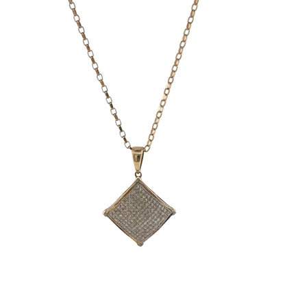 9ct Gold & Diamond Square Cluster 18" Necklace