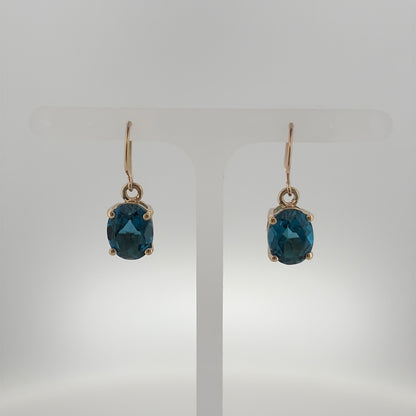 9ct Gold & Blue Topaz Drop Earrings